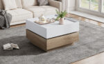 Functional Living Room Coffee Table, 360° Rotatable, Rotating Table Top with 2 Tiers and Storage Function - Image 28