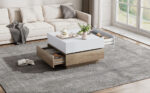 Functional Living Room Coffee Table, 360° Rotatable, Rotating Table Top with 2 Tiers and Storage Function - Image 29