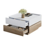 Functional Living Room Coffee Table, 360° Rotatable, Rotating Table Top with 2 Tiers and Storage Function - Image 3