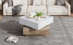 Functional Living Room Coffee Table, 360° Rotatable, Rotating Table Top with 2 Tiers and Storage Function - Image 36