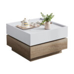 Functional Living Room Coffee Table, 360° Rotatable, Rotating Table Top with 2 Tiers and Storage Function - Image 5