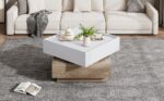 Functional Living Room Coffee Table, 360° Rotatable, Rotating Table Top with 2 Tiers and Storage Function - Image 53