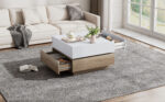 Functional Living Room Coffee Table, 360° Rotatable, Rotating Table Top with 2 Tiers and Storage Function - Image 55