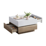 Functional Living Room Coffee Table, 360° Rotatable, Rotating Table Top with 2 Tiers and Storage Function - Image 6