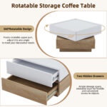 Functional Living Room Coffee Table, 360° Rotatable, Rotating Table Top with 2 Tiers and Storage Function - Image 70