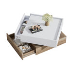 Functional Living Room Coffee Table, 360° Rotatable, Rotating Table Top with 2 Tiers and Storage Function - Image 72