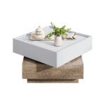 Functional Living Room Coffee Table, 360° Rotatable, Rotating Table Top with 2 Tiers and Storage Function - Image 74