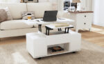 Height-Adjustable Coffee Table, 3-in-1 Multi-Functional Coffee Table, Living Room Table with Storage - Image 2