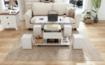 Height-Adjustable Coffee Table, 3-in-1 Multi-Functional Coffee Table, Living Room Table with Storage - Image 3