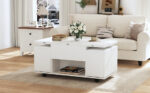 Height-Adjustable Coffee Table, 3-in-1 Multi-Functional Coffee Table, Living Room Table with Storage - Image 4
