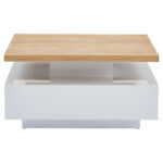 Multifunctional Square 360° Swivel Coffee Table with Drawer, White High-Gloss 2-Tier Center Table - Image 17