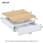 Multifunctional Square 360° Swivel Coffee Table with Drawer, White High-Gloss 2-Tier Center Table - Image 34
