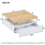 Multifunctional Square 360° Swivel Coffee Table with Drawer, White High-Gloss 2-Tier Center Table - Image 37