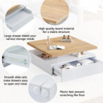 Multifunctional Square 360° Swivel Coffee Table with Drawer, White High-Gloss 2-Tier Center Table - Image 40