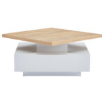 Multifunctional Square 360° Swivel Coffee Table with Drawer, White High-Gloss 2-Tier Center Table - Image 64