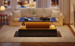 Modern Black High-Gloss Coffee Table with LED Lighting and 4 Drawers - Stylish Side Table, 90x55x41 cm - Image 6
