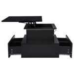 Modern Black High-Gloss Coffee Table with LED Lighting and 4 Drawers - Stylish Side Table, 90x55x41 cm - Image 12