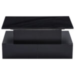 Modern Black High-Gloss Coffee Table with LED Lighting and 4 Drawers - Stylish Side Table, 90x55x41 cm - Image 16