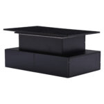 Modern Black High-Gloss Coffee Table with LED Lighting and 4 Drawers - Stylish Side Table, 90x55x41 cm - Image 17