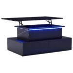 Modern Black High-Gloss Coffee Table with LED Lighting and 4 Drawers - Stylish Side Table, 90x55x41 cm - Image 23