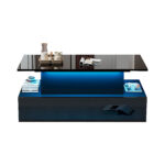 Modern Black High-Gloss Coffee Table with LED Lighting and 4 Drawers - Stylish Side Table, 90x55x41 cm - Image 25