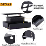 Modern Black High-Gloss Coffee Table with LED Lighting and 4 Drawers - Stylish Side Table, 90x55x41 cm - Image 30
