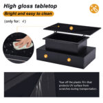 Modern Black High-Gloss Coffee Table with LED Lighting and 4 Drawers - Stylish Side Table, 90x55x41 cm - Image 36