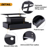 Modern Black High-Gloss Coffee Table with LED Lighting and 4 Drawers - Stylish Side Table, 90x55x41 cm - Image 37