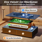 Modern Black High-Gloss Coffee Table with LED Lighting and 4 Drawers - Stylish Side Table, 90x55x41 cm - Image 39