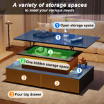 Modern Black High-Gloss Coffee Table with LED Lighting and 4 Drawers - Stylish Side Table, 90x55x41 cm - Image 42