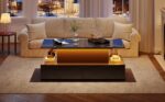 Modern Black High-Gloss Coffee Table with LED Lighting and 4 Drawers - Stylish Side Table, 90x55x41 cm - Image 45