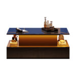 Modern Black High-Gloss Coffee Table with LED Lighting and 4 Drawers - Stylish Side Table, 90x55x41 cm - Image 46