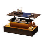 Modern Black High-Gloss Coffee Table with LED Lighting and 4 Drawers - Stylish Side Table, 90x55x41 cm - Image 48