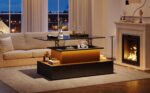 Modern Black High-Gloss Coffee Table with LED Lighting and 4 Drawers - Stylish Side Table, 90x55x41 cm - Image 50