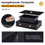 Modern Black High-Gloss Coffee Table with LED Lighting and 4 Drawers - Stylish Side Table, 90x55x41 cm - Image 64