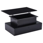 Modern Black High-Gloss Coffee Table with LED Lighting and 4 Drawers - Stylish Side Table, 90x55x41 cm - Image 73