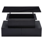 Modern Black High-Gloss Coffee Table with LED Lighting and 4 Drawers - Stylish Side Table, 90x55x41 cm - Image 75