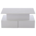 Modern White High-Gloss Coffee Table with LED Lighting and 4 Drawers - Stylish 90x55x41 cm Side Table - Image 8