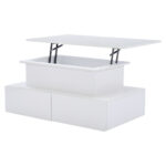 Modern White High-Gloss Coffee Table with LED Lighting and 4 Drawers - Stylish 90x55x41 cm Side Table - Image 9
