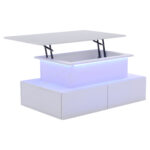 Modern White High-Gloss Coffee Table with LED Lighting and 4 Drawers - Stylish 90x55x41 cm Side Table - Image 18