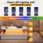 Modern White High-Gloss Coffee Table with LED Lighting and 4 Drawers - Stylish 90x55x41 cm Side Table - Image 37