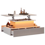 Modern White High-Gloss Coffee Table with LED Lighting and 4 Drawers - Stylish 90x55x41 cm Side Table - Image 38