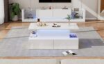 Modern White High-Gloss Coffee Table with LED Lighting and 4 Drawers - Stylish 90x55x41 cm Side Table - Image 40