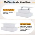 Modern White High-Gloss Coffee Table with LED Lighting and 4 Drawers - Stylish 90x55x41 cm Side Table - Image 41