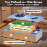Modern White High-Gloss Coffee Table with LED Lighting and 4 Drawers - Stylish 90x55x41 cm Side Table - Image 52