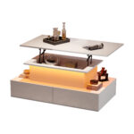 Modern White High-Gloss Coffee Table with LED Lighting and 4 Drawers - Stylish 90x55x41 cm Side Table - Image 56
