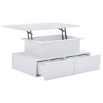 Modern White High-Gloss Coffee Table with LED Lighting and 4 Drawers - Stylish 90x55x41 cm Side Table - Image 4