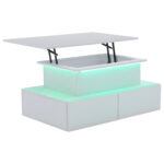 Modern White High-Gloss Coffee Table with LED Lighting and 4 Drawers - Stylish 90x55x41 cm Side Table - Image 65
