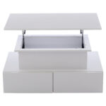 Modern White High-Gloss Coffee Table with LED Lighting and 4 Drawers - Stylish 90x55x41 cm Side Table - Image 67