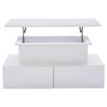 Modern White High-Gloss Coffee Table with LED Lighting and 4 Drawers - Stylish 90x55x41 cm Side Table - Image 5